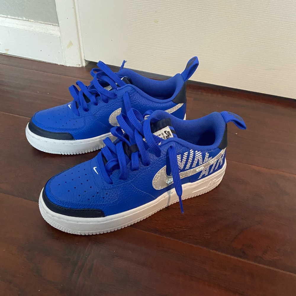 Blue Nike Air Force ones